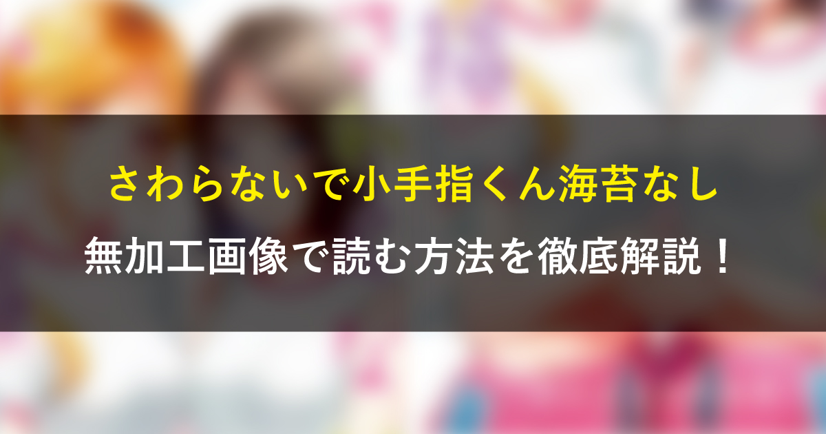 さわらないで小手指くん海苔なし無加工画像修正無で読む方法を徹底解説！